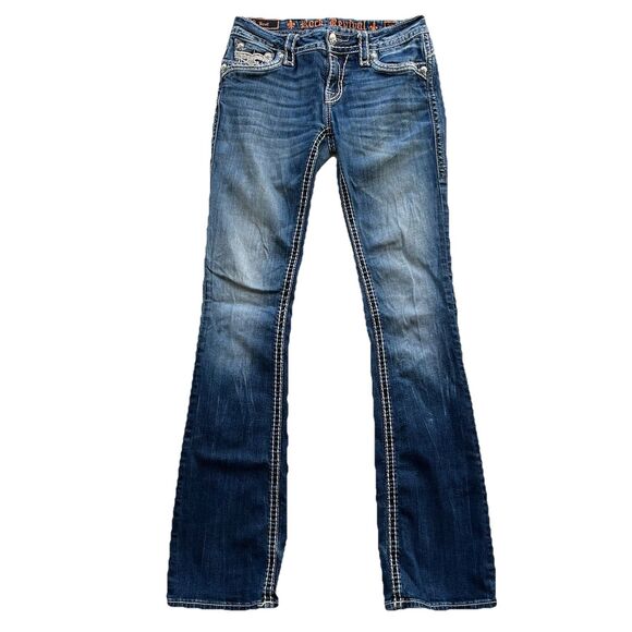 Rock Revival Kailyn Bootcut Jeans Size 27X33 Low Rise Embellished Pockets Y2K - Picture 1 of 16